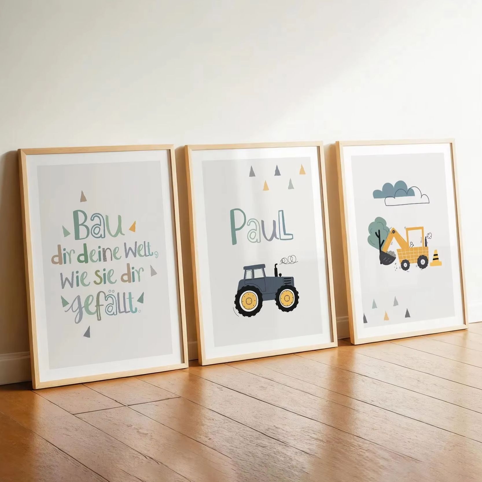 Home Decor Theme - 3 adet/takım karikatür ekskavatör traktör özel