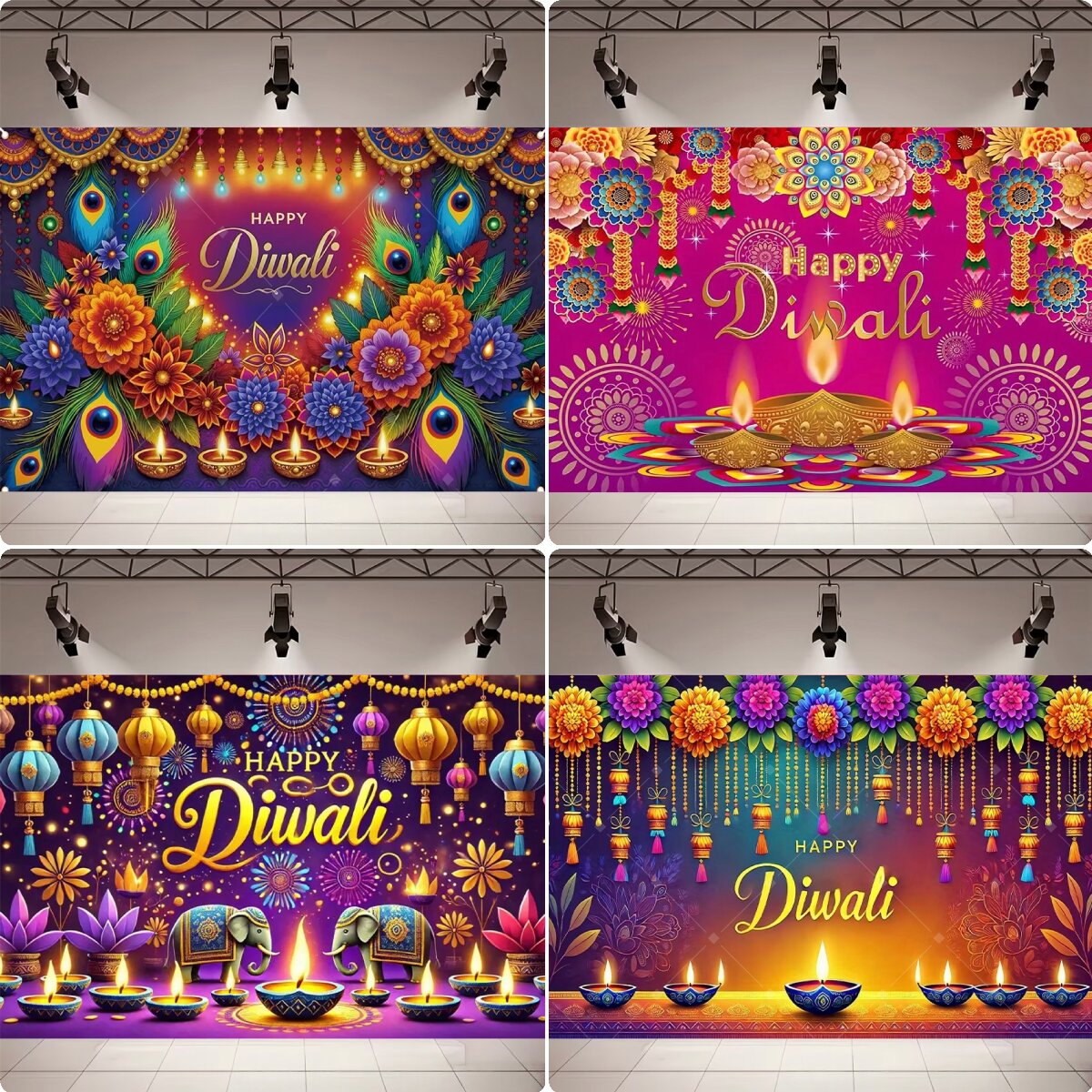 Home Decor Indonesia - Mutlu Diwali Partisi Dekor Fotoğraf Arka