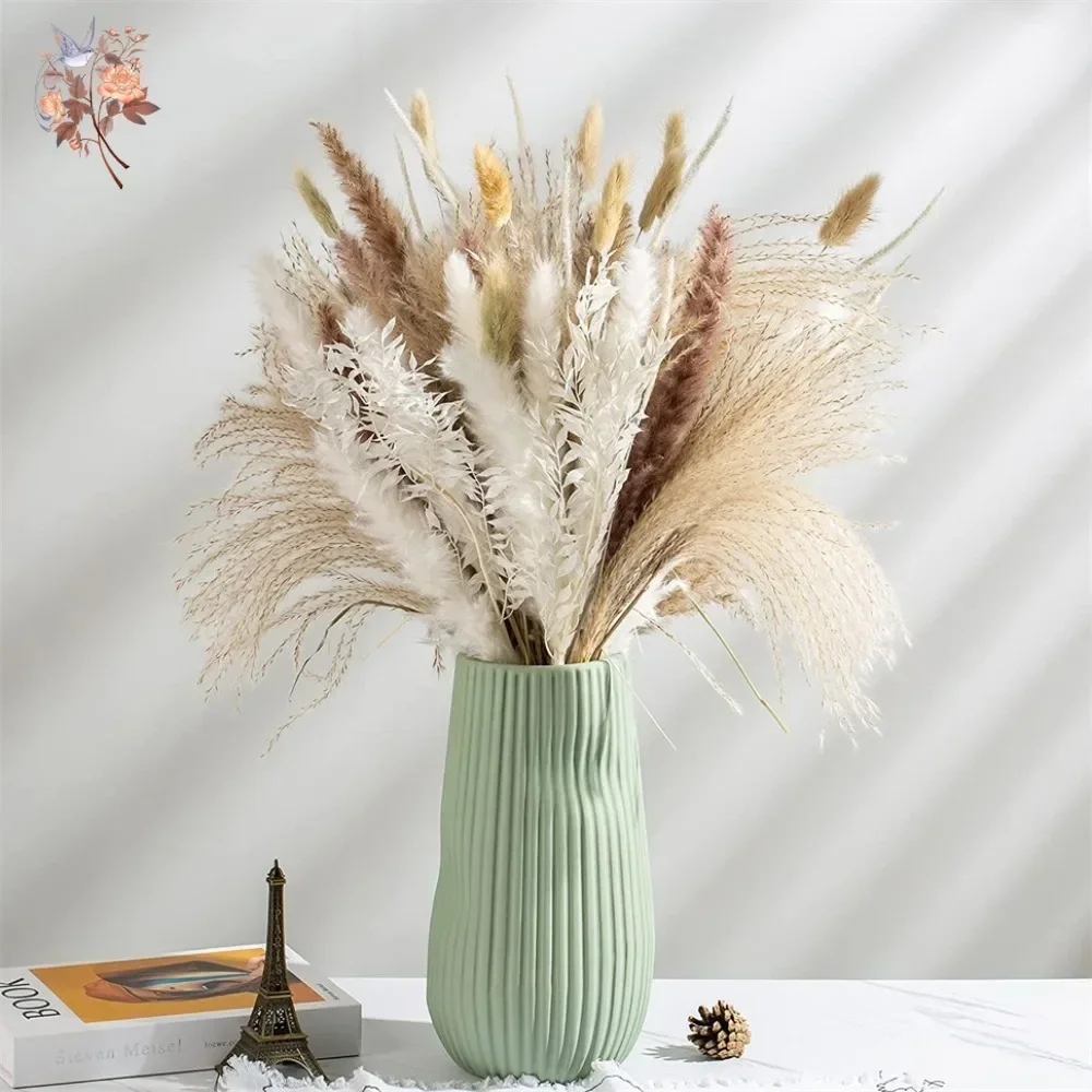 Pampas Grass Decor - 88 adet Doğal Kabarık Kurutulmuş Pampas