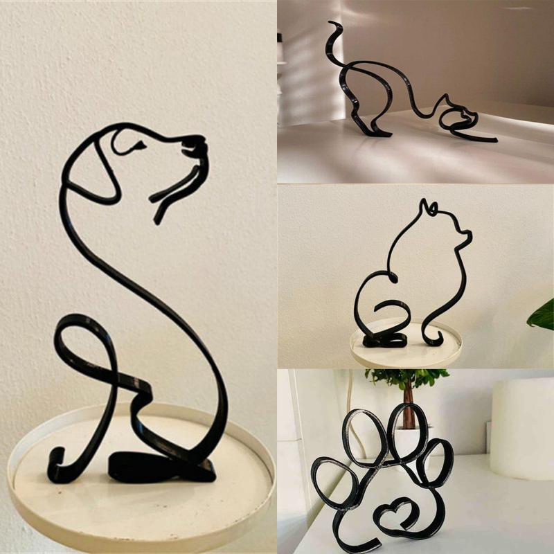 Home Decor Y2K - Köpek Sanat Heykel Metal Köpek Soyut