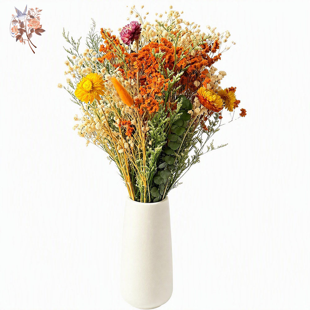 Pampas Grass Decor - Sonbahar Kurutulmuş Çiçek Buketi Doğal Turuncu