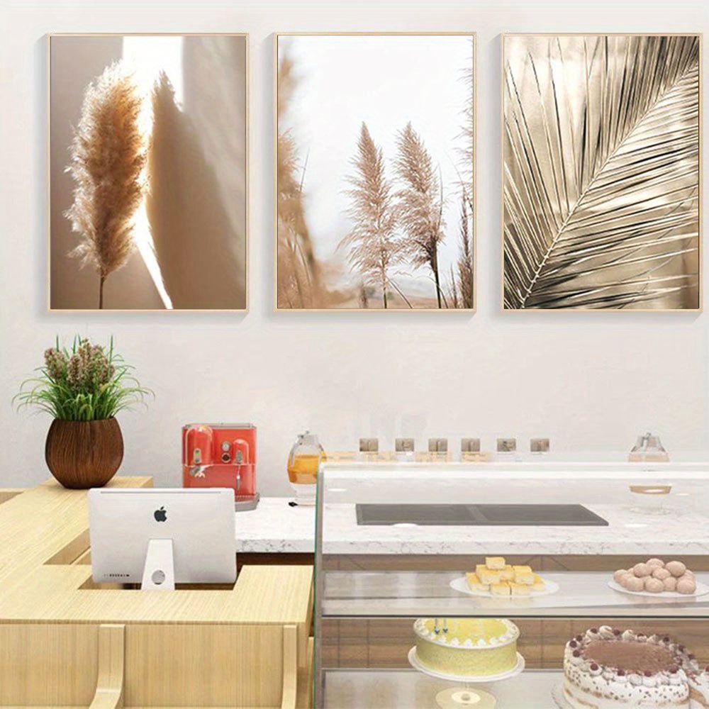 2D Düz 3 Parçalı Çerçevesiz Se - Pampas Grass Decor incelemesi ve fiyatı